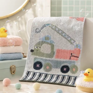 Premium Soft 25*50cm 47g Cartoon Woven 100% Cotton Kids Hand Towel for Kindergarten Kids Daily Bathroom Use
