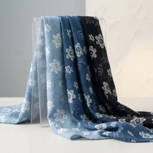 Premium Soft Touch 11.11oz Lightweight 315g Eco friendly Abrasion Resistant Soft Jacquard Knitted Floral Denim Fabric