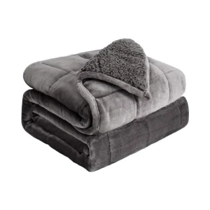 Premium Soft Warm Quilted Weighted Blanket One Side Sherpa Fleece Other Side Flannel for Home Use Winter Bedroom Bedding