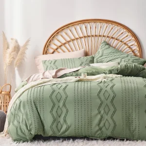 Premium Stylish Geometric Pattern Tufted Design Microfiber Duvet Cover Set Super Soft Microfiber Bed Cover Set Coverlet Set