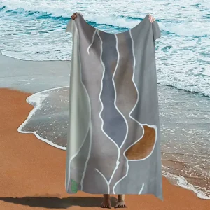 Premium Suede Microfiber Beach Towel Oversized Abstract Design Sand Free Lightweight Absorbent Holiday Towel with Logo