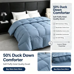 Premium Sustainable Down Comforter High Density Anti Leaking Fabric Eco friendly Duvet Insert for European Market