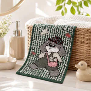 Premium Ultra Soft 25*50cm 47g 100% Cotton Cartoon Puppy Woven Kids Face Towel for Children Daily Use