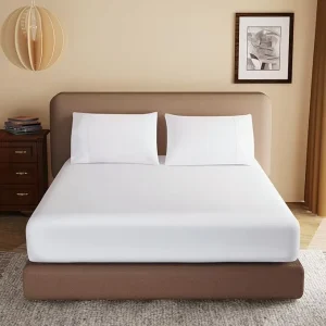 Premium White Poly Cotton Fitted Sheet Soft Breathable Elastic Deep Pocket Home Supply for Twin King Sizes Flat Sheets Companion