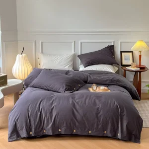 Premium Woven Modern Printed Washed Cotton Duvet Cover & Pillowcases Eco Friendly Breathable 200TC for Home Hotel