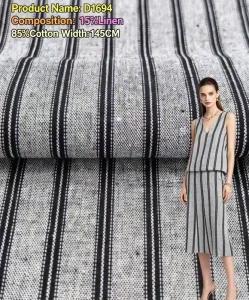 Premium Yarn Dyed Woven for Executive Suits and Blazers Quality Material Striped Fabric Linen Cotton MOQ2M