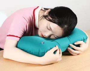 Pressurized Rectangle Inflatable Pillow Portable Foldable Lumbar Support Cushion Outdoor Travel Use Car Train Office