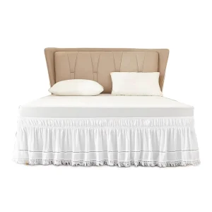 Pretty Elegant Microfiber Wrinkle Resistant Tufted Bed Skirt Elastic Around Dust Ruffle Lace Edge Bedskirt