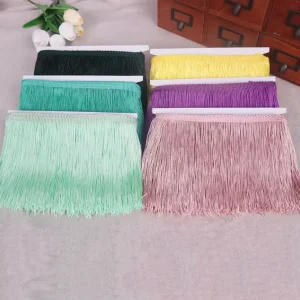 Price 53colors in Stock 4inch Wide Fringe Trim Lace Polyester Fibre Tassel for Dress DIY Stage Show