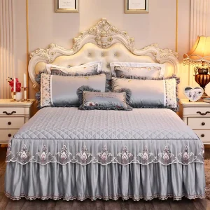 Princess Lace Bedspread Bed Skirt Type Single Piece Clip Chemical Fiber Thickened 200TC Simmons Protective Cover Non-slip Home