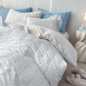 Princess Style Bubble Sheen Bedsheet Set 100% Microfiber Duvet Cover Bedding Set Seersucker Colors Available