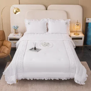 Princess Style Thick Bedspread 100% Cotton 2 Piece Bedding Set with Skirt for Hotel Home