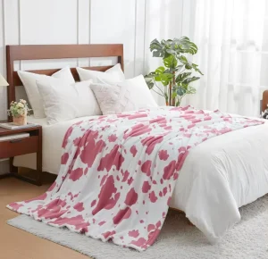Print Throw Blanket for Bed Fuzzy Thick Soft Warm Fleece Blankets for Couch and Bed for Women Men Girls Kids Pink