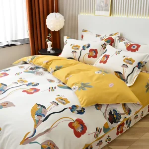Printed 100% Cotton 4 Piece Bedding Set