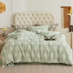 Printed 100 Cotton Three Layer Gauze 4pcs Bedding Set Woven Pilling Resistant Custom Sizes Home Hotel Use