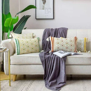 Printed 18″x18″ Geometric Striped Square Throw Pillow Case Cushion Cover for Home Hotel or Hospital Use Woven