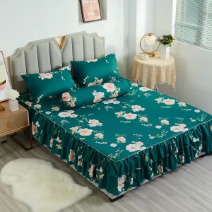 Printed Bed Skirts Queen Size Microfiber Brushed Bed Skirt Sheet Set
