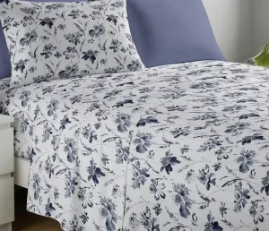 Printed Color 6 Piece 100% Cotton 400TC Double-Sided Bedding Sheet Set with Fitted & Flat Sheets