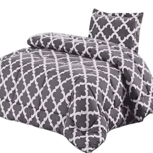 Printed Comforter Set With 1 Pillow Sham and Goose Down Luxurious Brushed Microfiber Comforter
