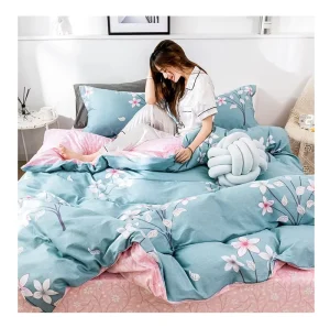 Printed Design 100% Cotton Duvet Cover Flat Sheet Bedding Sets