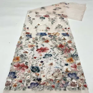 Printed Embroidery + Beads + Sequins Fashion Women’s Dress Vest Fashion Fabric Lace