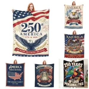 Printed Fabric America Commemoration Blanket Country Symbol Printed Flannel Blanket