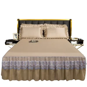 Printed Ice Silk Non-slip Hotel & Home Use 100% Polyester Mat Bed Skirt