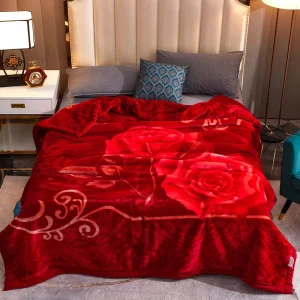 Printed Knitted Raschel 100% Polyester Super Soft Warm Double Heavy Blanket for Winter Bed Bedroom
