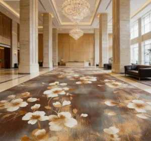 Printed Loop Pile Carpet Roll 5mm Pile Height PET Friendly Non Slip Modern Building Flooring Material with Free Samples