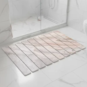 Printed Marble Water Absorbent Foldable Diatomite Quick Dry Earth Anti Slip Water Absorbent Shower Mat Stone Bathroom Shower Mat
