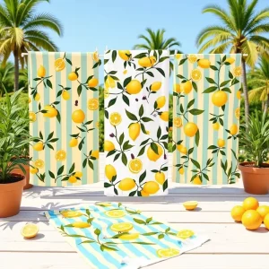 Printed Modern Lemon Pattern Eco-Friendly Polyester Microfiber Beach Towel Soft and Quick-drying All-Season for Child Use
