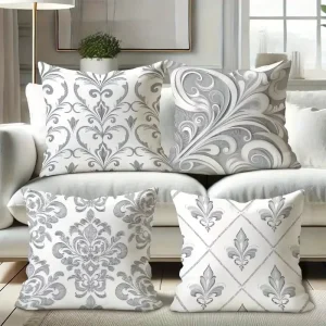Printed Modern Simple Square Silver White Character Light Luxury Customizable Short Plush Zipper Closure Pillowcase Sofa Cushion