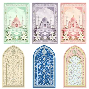 Printed Pink Flower Pattern Muslim Prayer Mat Woman Custom Turkish Velvet Thick Prayer Rug