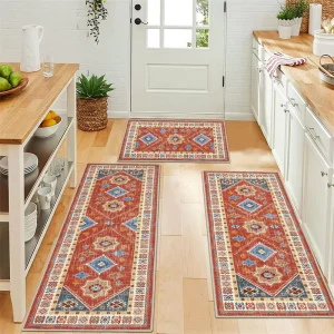 Printed Stain Resistant Farmhouse Kitchen Runner Rug Boho Washable Kitchen Rugs Sets of 3