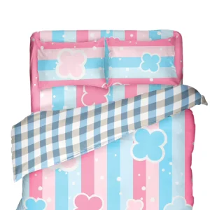 Printed Twin Size 4pcs Duvet Cover Set Bedding Set with Cartoon Characters for Girls