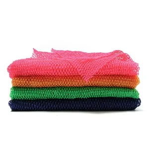 Private Label Long Nylon Mesh Bath Net Simple Plastic Body Scrubber Washcloth Towel Exfoliating Shower Scrub for Bath
