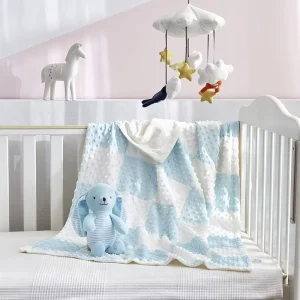 Private Label Super Soft 100% Polyester Mink Fleece Knitted Baby Wrap comfort Blanket with Teether