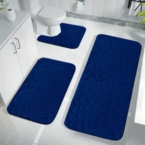 Procurement Agent Custom Washable 3 Piece Solid Microfiber Memory Foam Eco Friendly Machine Made Bath Mat Set for Toilet Mats