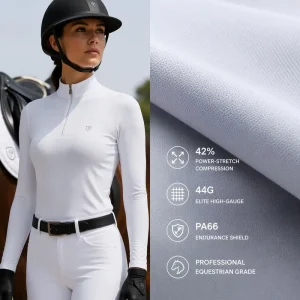 Professional 140GSM 44G High Gauge technical Fabric for Equestrian Base Layers 42% Power Stretch Compression Polyamide