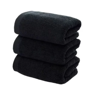 Professional Black Salon Towels Cotton Bleach Safe Hand & Gym & Hair & Face Drying Towels
