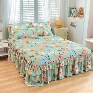 Professional Factory Made Printed Floral King Size Luxury Bedding Skirt