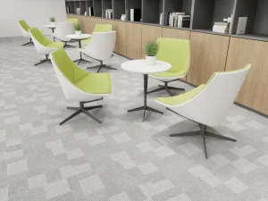 Professional Premium Modular Gray Carpet Tile with Geometric Block Texture with Safety Features for Corporate Office Spaces