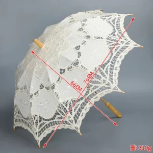 Professional Romantic Retro Modern Style Wood & Lace Silk Umbrella for Women Dancing Wedding Party Guest Gift