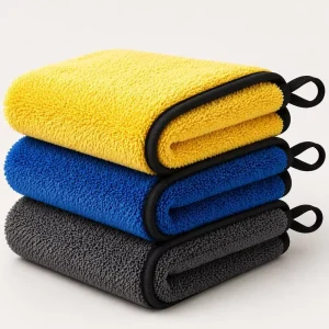 Professional Silk Banded Microfiber Coral Fleece Car Wash Towel 600GSM Super Absorbent Scratch Free Detailing Cloth
