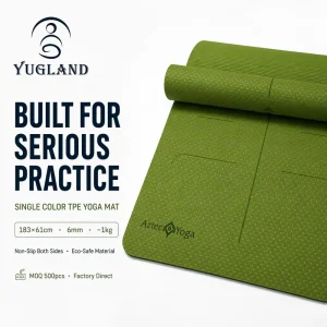 Professional Single Color TPE Yoga Mat Anti Tear Exercise Pad for Pilates Gym Fitness