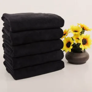 Professional Soft Bleach Proof Black Microfiber Facial Towel Salon Towels for Barber Shop