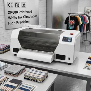 Professional XP600 Print Head CMYKW Printing System A3 DTF Printer for Sportswear Denim Fashion Apparel Factory