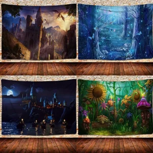 Psychedelic Beautiful Scenery Series Indoor Outdoor Dorm Classroom Office Decoration Bedroom Aesthetic Poster Blanket Tapestries