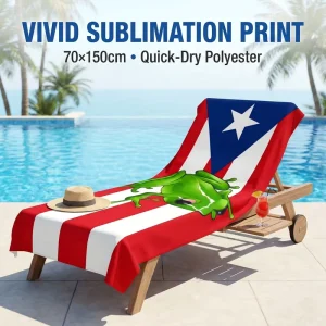 Puerto Rico Coqui Frog Flag Photo Printed Modern Summer Travel Sand Free Quick Dry Microfiber Beach Towel Custom Logo Gym Sport