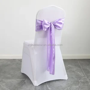 Pure Burgundy Red Satin Chair Sashes Bow for Home and Wedding Banquet Decoration